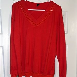 Red v-neck thin sweater nwot